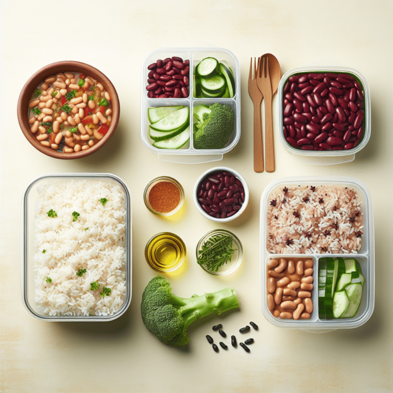 budget vegan meal prep with rice and beans